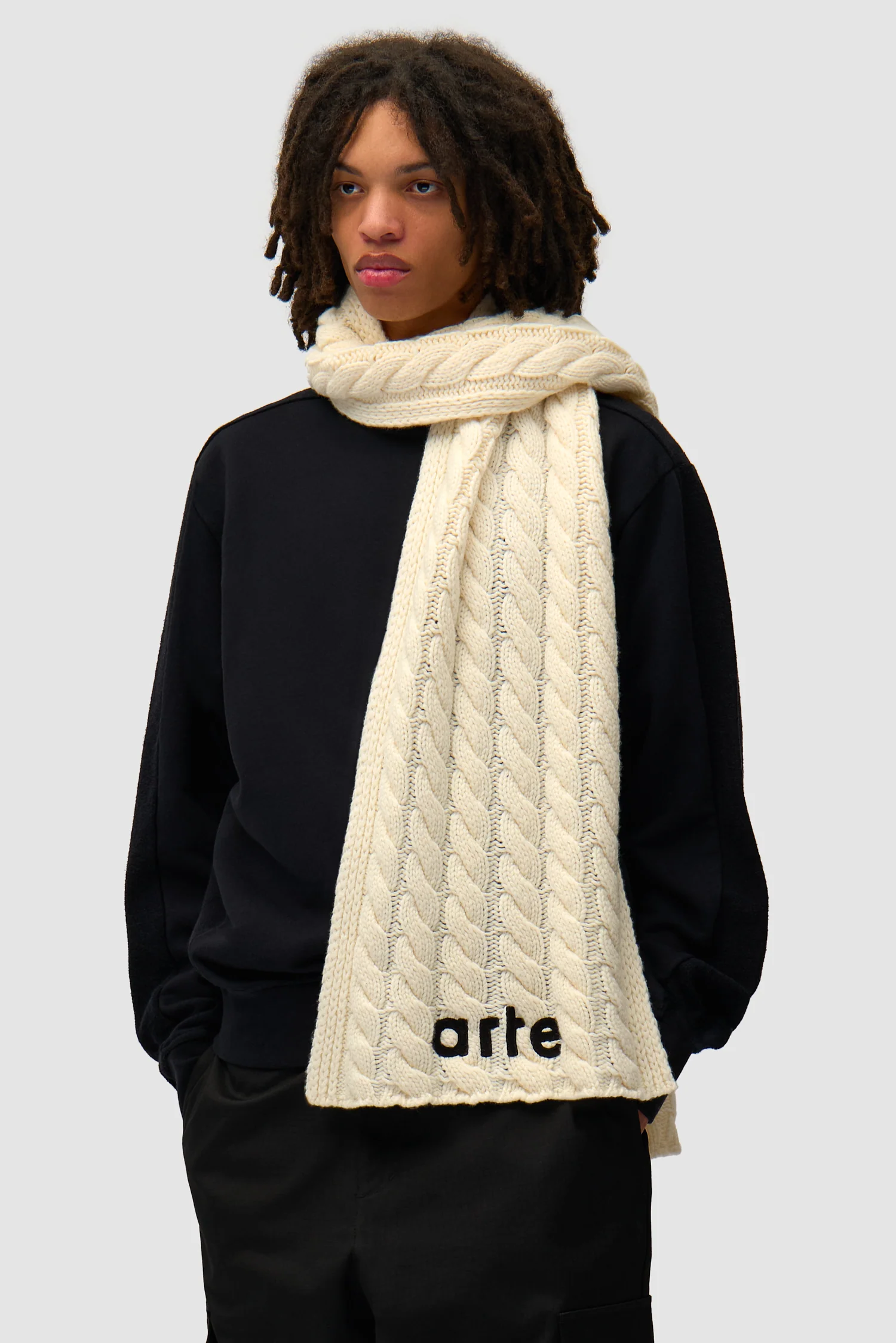 Écharpe texturée à logo - Crème - Image 3