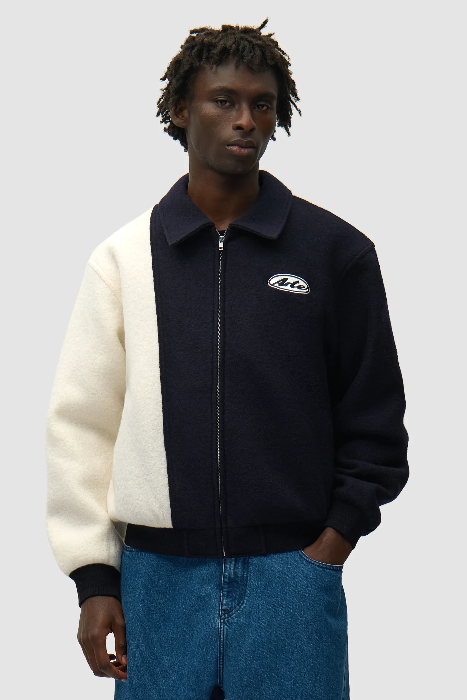 Veste universitaire en laine - Bleu/Blanc - Image 3