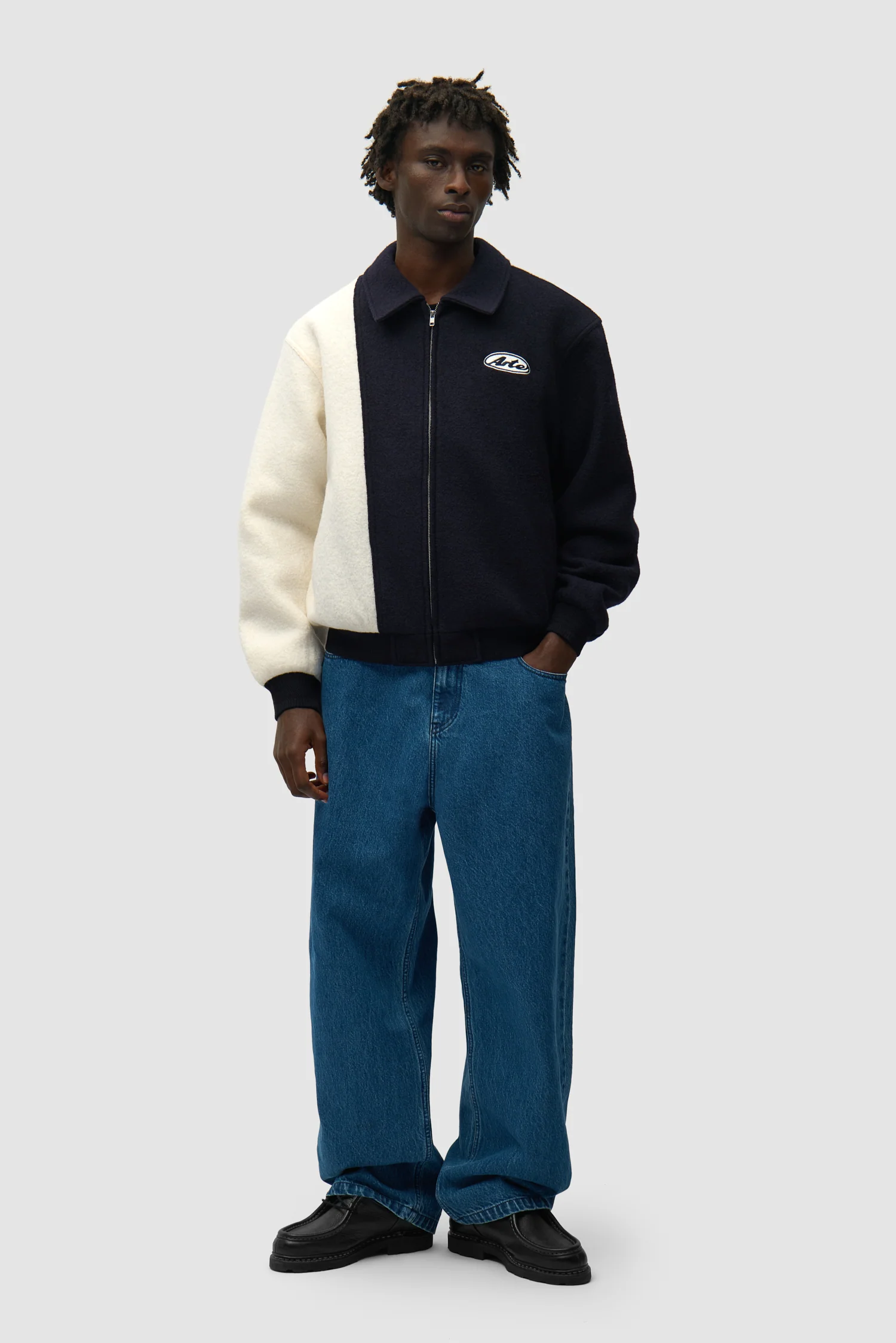Veste universitaire en laine - Bleu/Blanc - Image 5