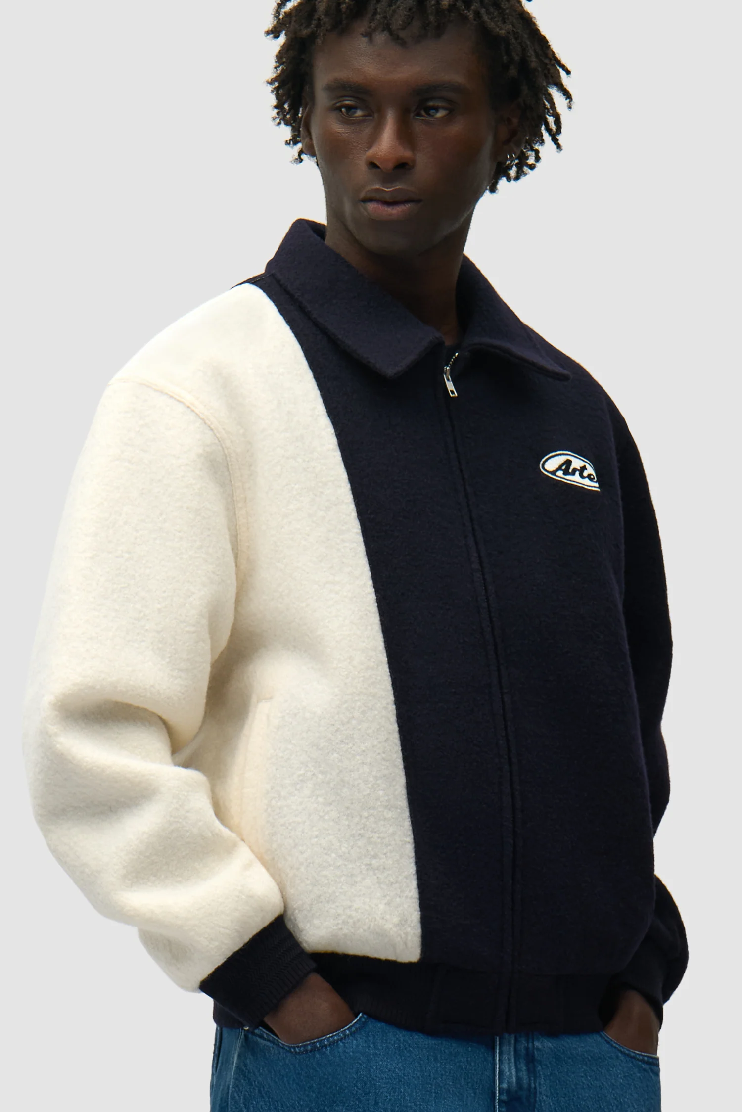 Veste universitaire en laine - Bleu/Blanc - Image 7